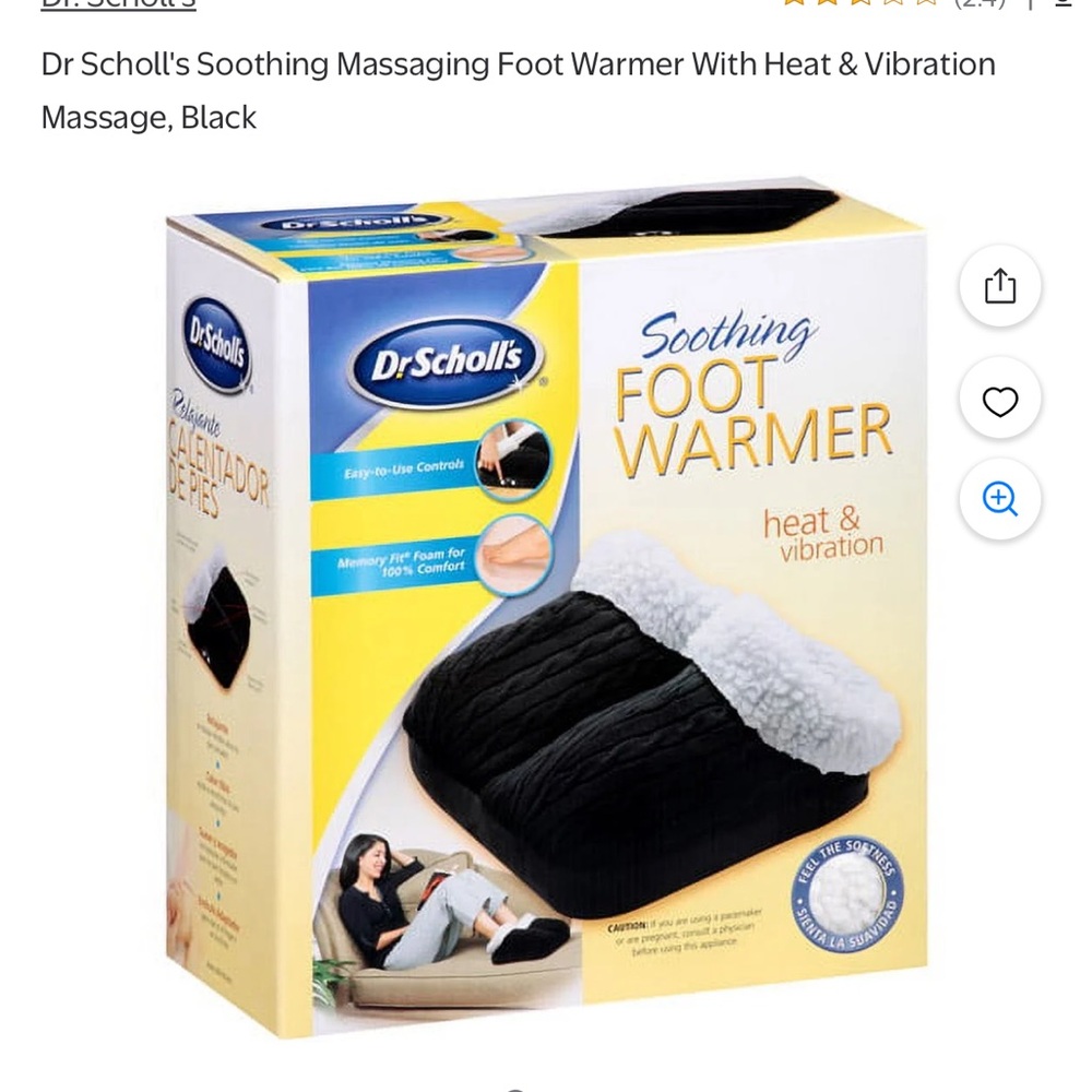 Dr Scholl's Soothing Massaging Foot Warmer With Heat & Vibration Massage, Black